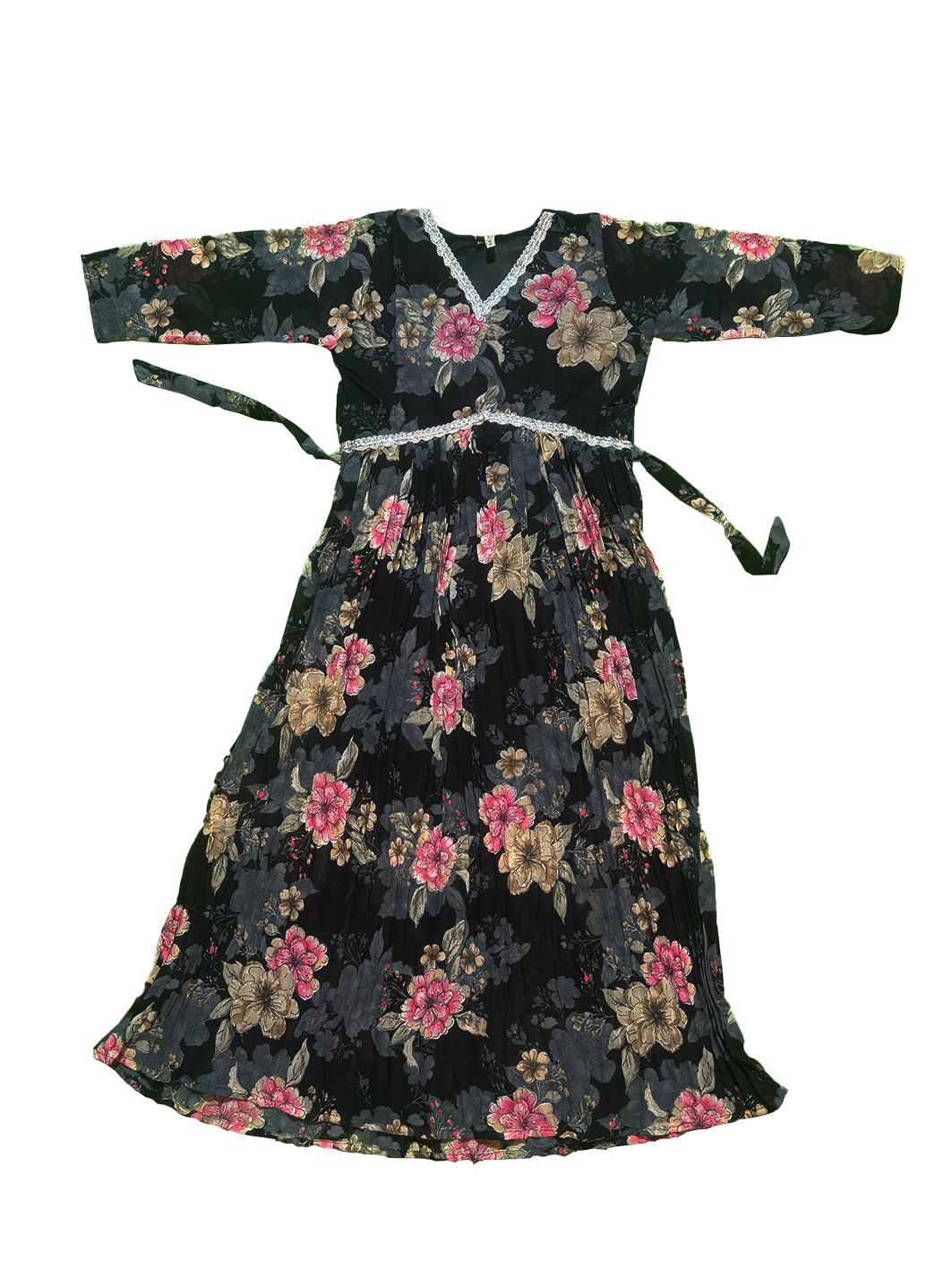 Anarkali Georgette Long Frock [ Burgundy ] Women's