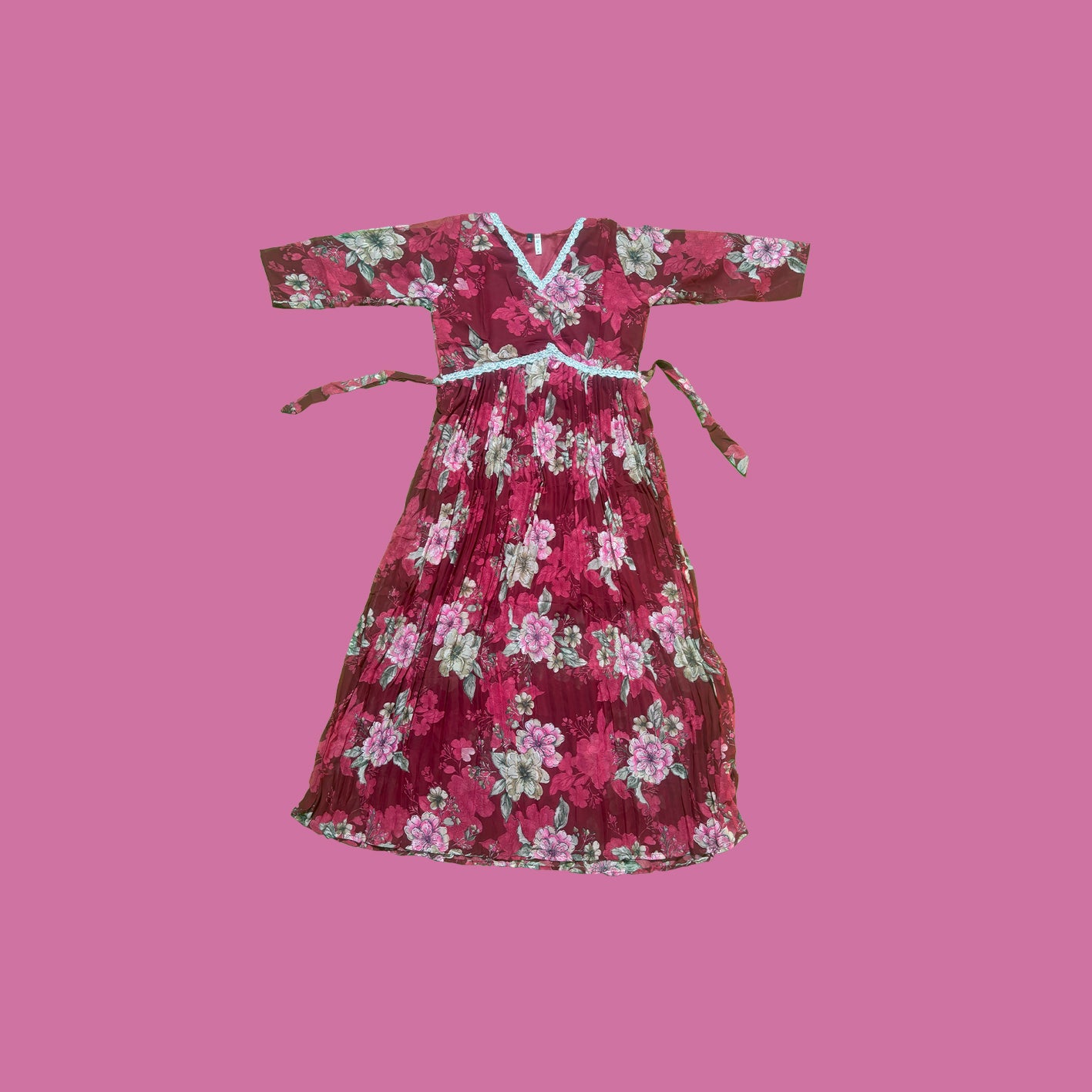 Anarkali Georgette Long Frock [ Burgundy ] Women's