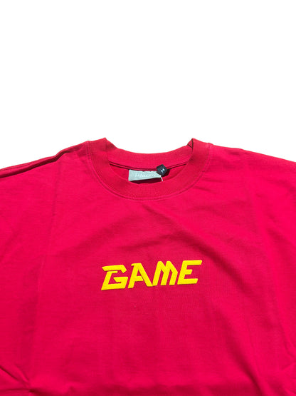 Oversized Men Back Printed T-Shirt [ GAME ] Carmine Red