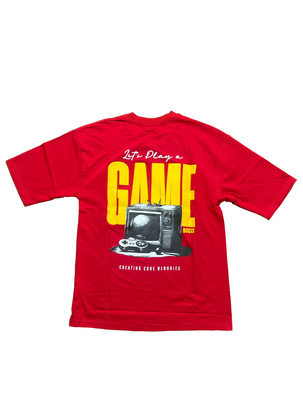 Oversized Men Back Printed T-Shirt [ GAME ] Carmine Red
