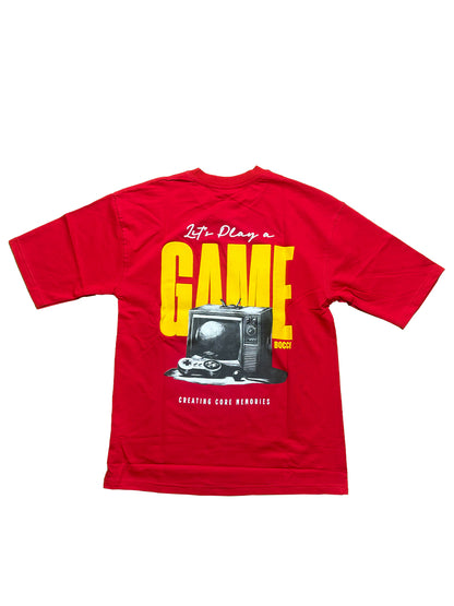 Oversized Men Back Printed T-Shirt [ GAME ] Carmine Red