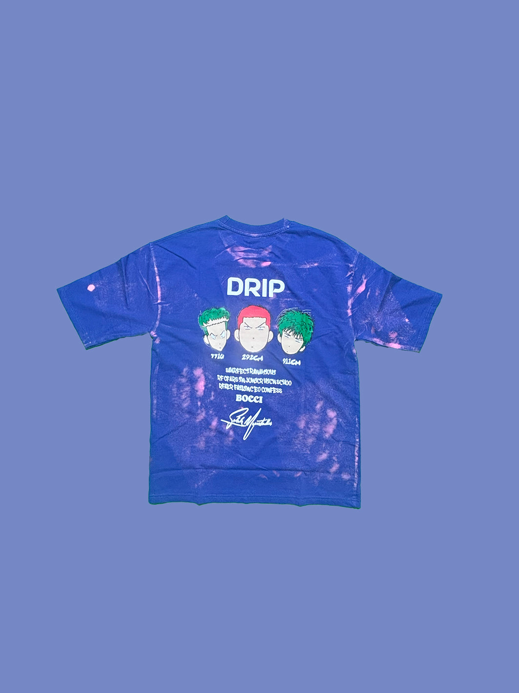 Men Oversized Back Printed T-shirt [ DRIP ] Cerulean Blue drip