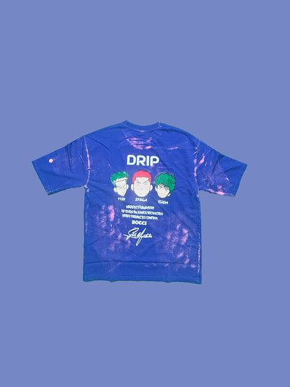 Men Oversized Back Printed T-shirt [ DRIP ] Cerulean Blue drip