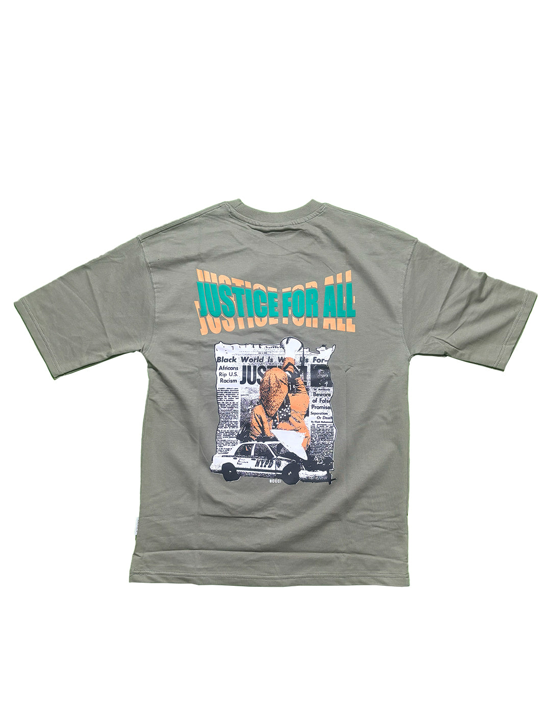 Green - Oversized  Men Back Printed T-shirt [ JUSTICE ]