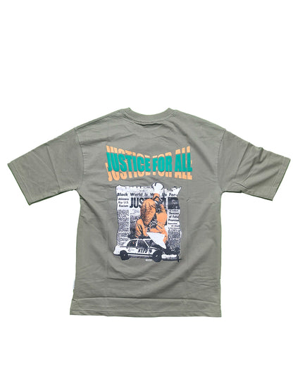Green - Oversized  Men Back Printed T-shirt [ JUSTICE ]
