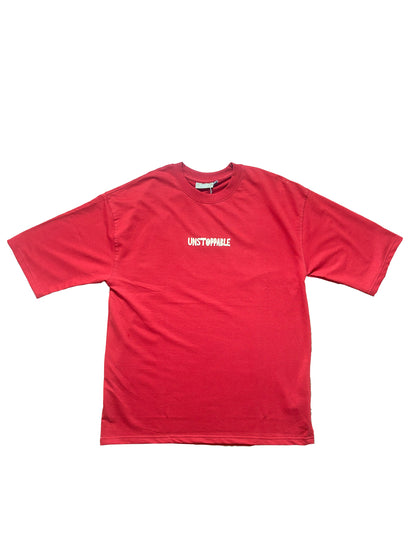 Men Oversized Red Back Printed - T-shirt [ Unstoppable ]
