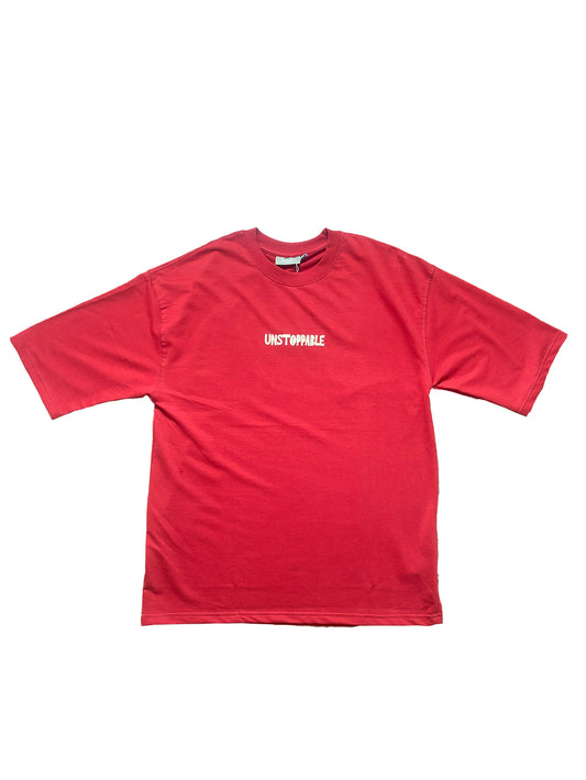 Men Oversized Red Back Printed - T-shirt [ Unstoppable ]