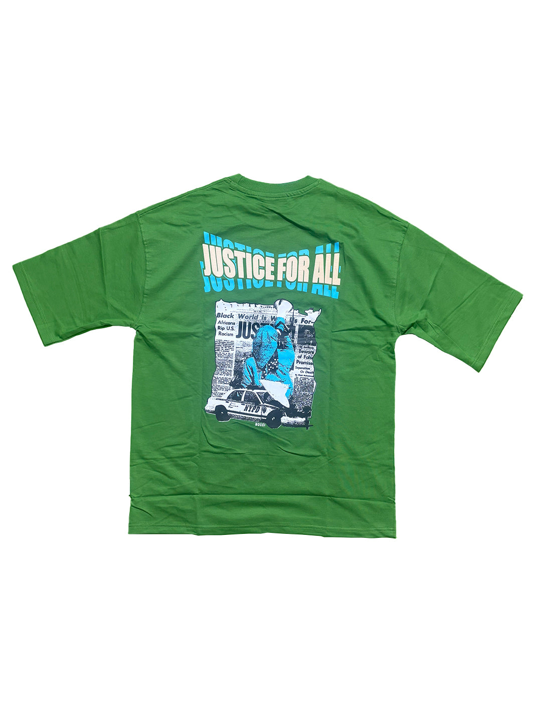 Green - Oversized  Men Back Printed T-shirt [ JUSTICE ]