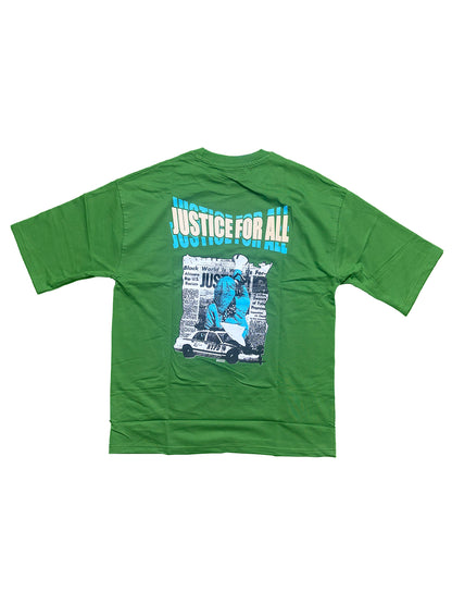 Green - Oversized  Men Back Printed T-shirt [ JUSTICE ]