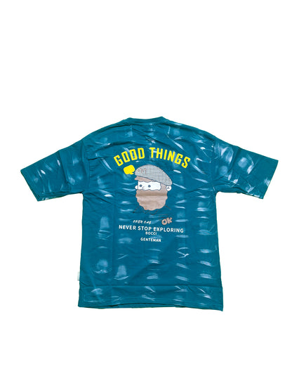 Men Oversized T-shirt Back Printed [ GOOD THINGS ] Vivid Burgundy