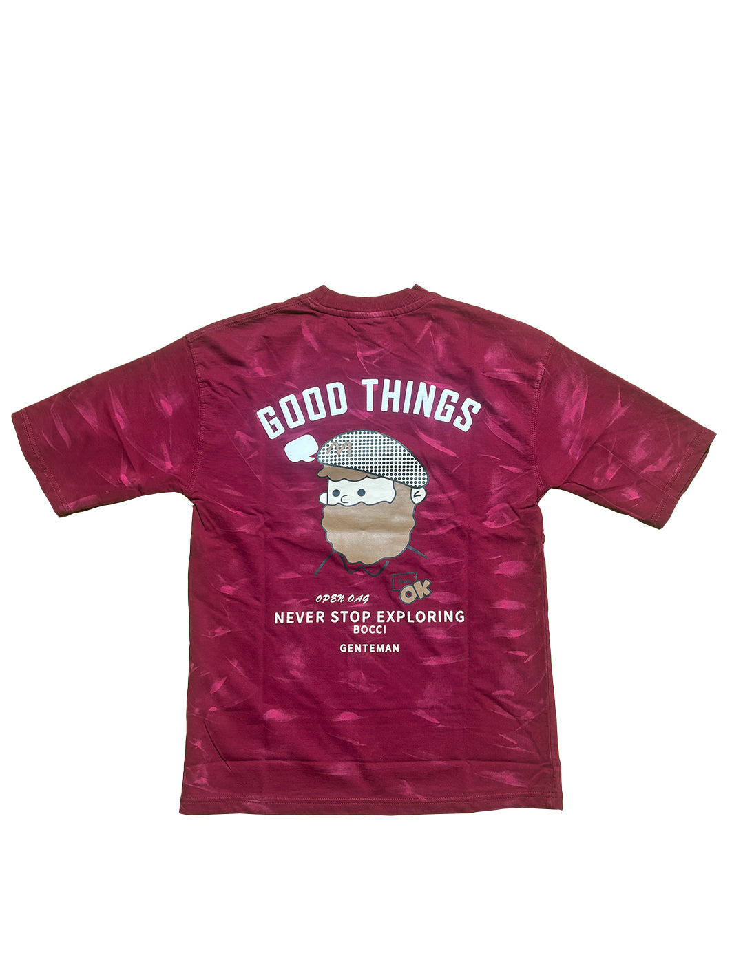 Men Oversized T-shirt Back Printed [ GOOD THINGS ] Vivid Burgundy