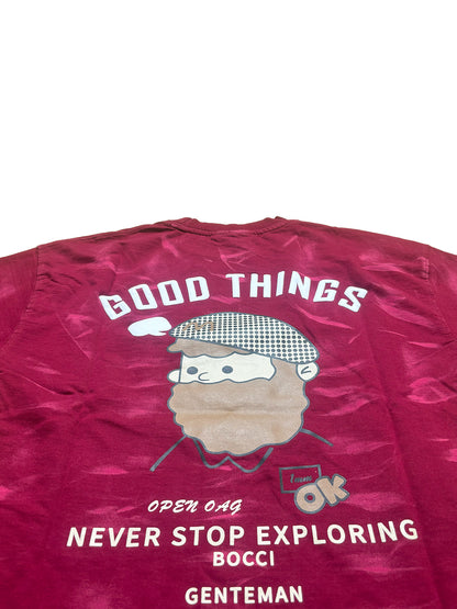 Men Oversized T-shirt Back Printed [ GOOD THINGS ] Vivid Burgundy