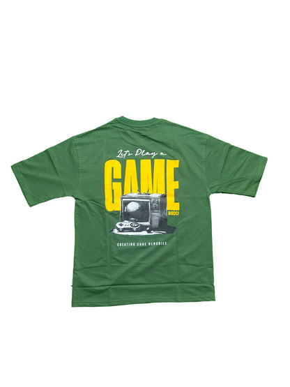 Oversized Men Back Printed T-Shirt [ GAME ] Carmine Red