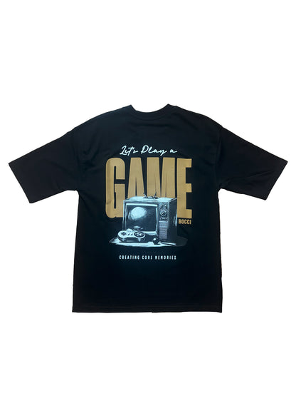Oversized Men Back Printed T-Shirt [ GAME ] Carmine Red